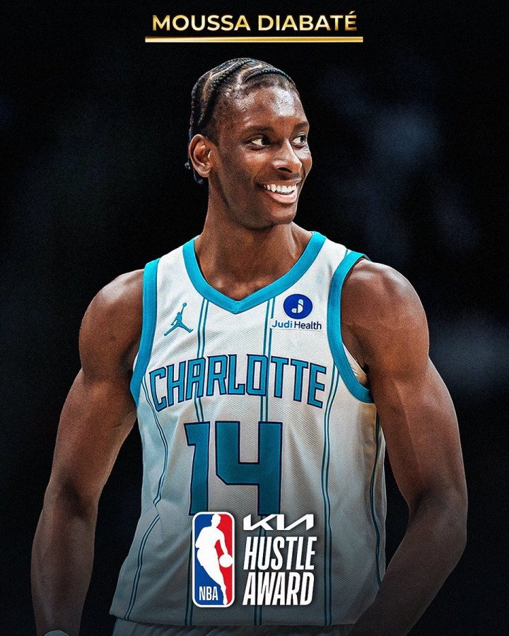 拼命三郎！NBA常规赛最佳拼搏奖：黄蜂前锋迪亚巴特！